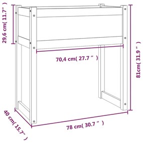 Vaso/floreira 78x40x81 cm pinho maciço cinzento