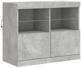 Aparador com luzes LED 163x37x67 cm cinzento cimento