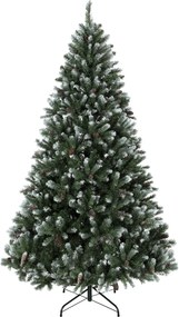 HOMCOM Árvore de Natal Artificial 180 cm com 802 Pontas Efeito Nevado, 59 Pinhas e Base Metálica Dobrável Verde e Branco | Aosom Portugal