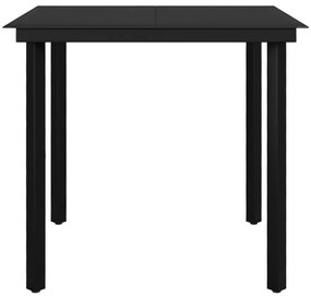 5 pcs conjunto de jantar p/ jardim c/almofadões vime PE e vidro