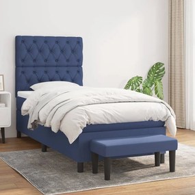 Cama com molas/colchão 80x200 cm tecido azul