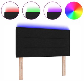 Cabeceira LED Design Linhas Preta 80 cm Tecido