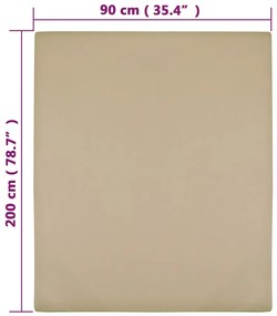 Lençol ajustável 90x200 cm algodão jersey cinza-acastanhado