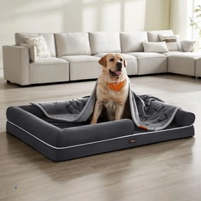 Cama ortopédica para cães com acolchoamento macio 135 x 107 x 25 cm Cinzento escuro