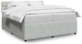 vidaXL Cama com molas/colchão 200x200 cm veludo cinzento-claro