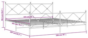 Estrutura de cama com cabeceira e pés 193x203 cm metal branco