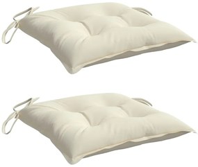 Almofadões de cadeira 2 pcs 40x40x7cm tecido oxford branco nata