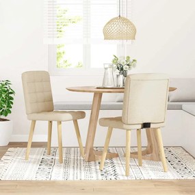 Cadeiras de jantar 2 pcs tecido cor creme