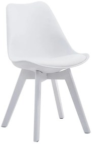 Cadeira de cozinha e sala de jantar Borneo V2 em couro sintético com estrutura branca 48 x 84 x 41,5 cm Branco
