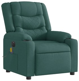 Poltrona reclinável de massagens elétrica tecido verde-escuro
