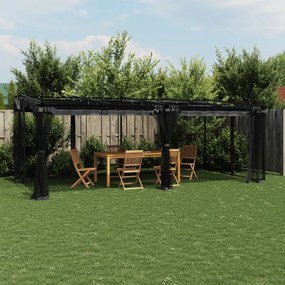 vidaXL Gazebo com paredes de malha 6x3 m aço antracite