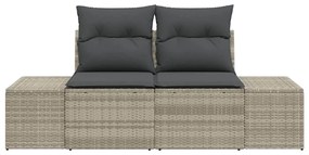 Sofá de Jardim de 2 Lugares com Armazenamento &amp; Almofadas Cinza Rattan