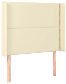 Cabeceira de cama c/ LED 83x16x118/128cm couro artificial crème