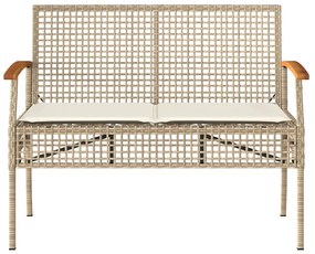 4 pcs conjunto lounge de jardim c/ almofadões vime PE bege