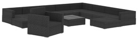 12 pcs conjunto lounge de jardim c/ almofadões vime PE preto