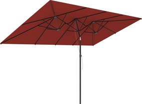 Outsunny Guarda-sol grande, altura ajustável, inclinável, 150x295x170-214 cm, vinho | Aosom Portugal