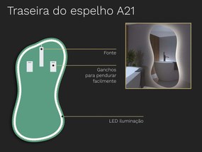 Espelho LED orgânico com iluminação A21
