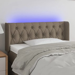 Cabeceira cama luzes LED tecido 93x16x78/88cm cinza-acastanhado