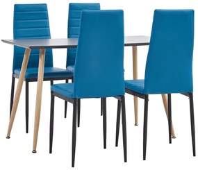 vidaXL 5 pcs conjunto de jantar couro artificial azul-mar