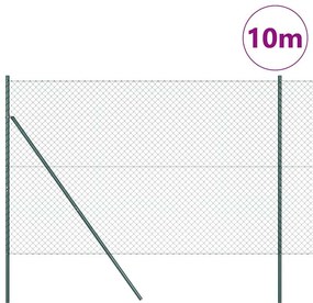 Conjunto de Postes de Cerca Verde 1.6 x 10 m Aço Galvanizado