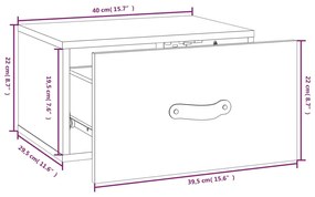 Mesa de cabeceira de parede 40x29,5x22 cm