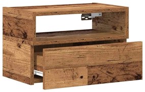 Mesa de cabeceira de parede 45x26x28,5 cm cor madeira velha