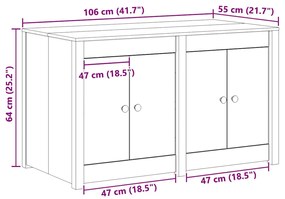 Armário de Cozinha Externo Branco 106x55x64 cm Madeira Sólida de Pinho