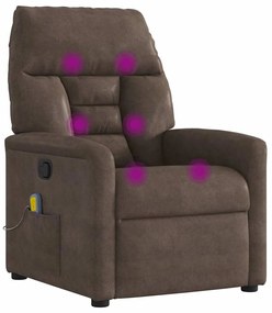 Poltrona de massagens reclinável tecido de microfibra castanho