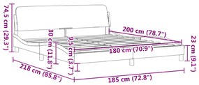 Estrutura de cama 180x200 cm tecido cinzento-claro