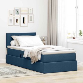 vidaXL Cama com arrumação e colchão com colchão Azul 90 x 200 cm