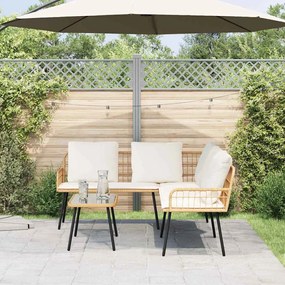 Conjunto de Sofá de Jardim 2 Peças com Almofadas em Rattan Natural