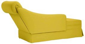 Chaise-longue com almofada e apoio braço direito veludo amarelo