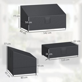 Conjunto de 4 capas impermeáveis para mobiliário de jardim em tecido Oxford 420D, com 6 aberturas de ventilação e saco de arrumação, 142 x 80 x 77 cm,