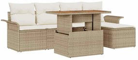 Conjunto de Sofá de Jardim de 6 Peças com Almofadas de Rattan Sintétic