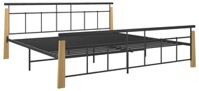 Estrutura de cama 200x200 cm metal/madeira de carvalho maciça