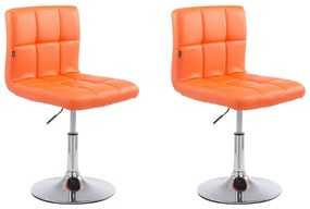 Conjunto de 2 bancos altos Palma V2 em couro sintético 74-88 x 44 x 49 cm Laranja