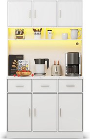 Buffet de cozinha multifuncional, 3 gavetas silenciosas e 6 portas de armário, 100x40x180 cm, Branco| AOSOM Portugal