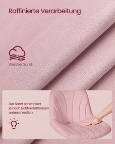 Banco de toucador com encosto em veludo rosa pastel
