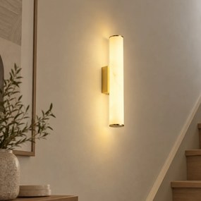 Candeeiro de Parede Japandi Latão e Alabastro Incl. LED Regulável em 3 Passos - Josephine
