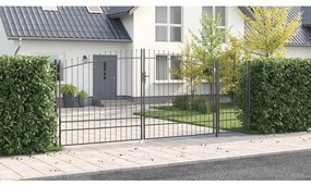 vidaXL Portão de Jardim com Topo de Lança Cinza 195 x 500 cm de Aço.