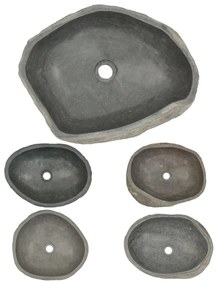 Lavatório Oval Nature em Pedra do Rio - 45-53 cm - Design Rústico