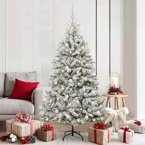 vidaXL Árvore de Natal Artificial Verde e Branco 180 cm PVC e Metal