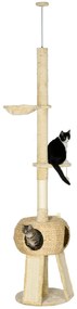 PawHut Arranhador para Gatos do Chão ao Teto de 225-255 cm Torre para