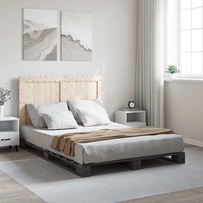 Estrutura de cama com cabeceira 140x200 cm pinho maciço cinza