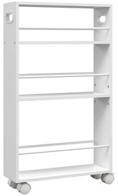 HOMCOM Carrinho Auxiliar com rodas 3 prateleiras com Barras Laterais e Alças para Banheiro cozinha 45x15x80 cm Branco | Aosom Portugal