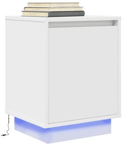 Mesas cabeceira c/ luzes LED 2 pcs 38x34x50 cm branco