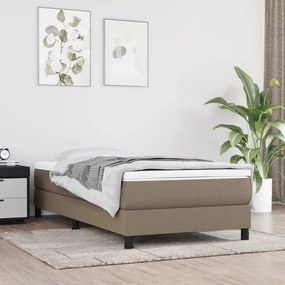 vidaXL Estrutura de cama com molas sem colchão 90x200 cm tecido cinza-acastanhado