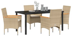 Conjunto de Jantar para Jardim de 5 Peças com Almofadas Rattan Polipro