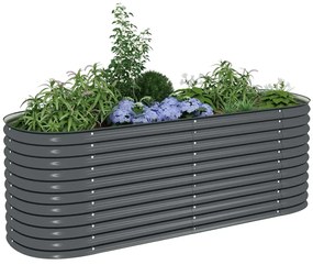 Canteiro elevado de jardim aço galvanizado 240x80x81cm cinzento
