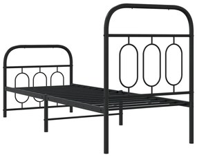 Estrutura de cama com cabeceira e pés 75x190 cm metal preto
